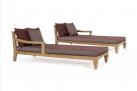 Zestaw 2 sofa / łóżko ogrodowe z teaku BALI bizzotto poduszki bordowe