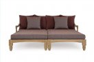 Zestaw 2 sofa / łóżko ogrodowe z teaku BALI bizzotto poduszki bordowe
