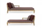 Zestaw 2 sofa / łóżko ogrodowe z teaku BALI bizzotto poduszki bordowe