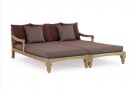 Zestaw 2 sofa / łóżko ogrodowe z teaku BALI bizzotto poduszki bordowe