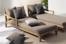 Zestaw 2 sofa / łóżko ogrodowe z teaku BALI bizzotto poduszki brązowe