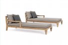Zestaw 2 sofa / łóżko ogrodowe z teaku BALI bizzotto poduszki brązowe