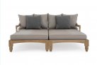 Zestaw 2 sofa / łóżko ogrodowe z teaku BALI bizzotto poduszki brązowe