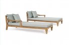 Zestaw 2 sofa / łóżko ogrodowe z teaku BALI bizzotto poduszki szarozielone