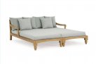 Zestaw 2 sofa / łóżko ogrodowe z teaku BALI bizzotto poduszki szarozielone