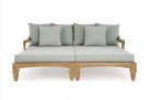 Zestaw 2 sofa / łóżko ogrodowe z teaku BALI bizzotto poduszki szarozielone