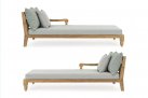Zestaw 2 sofa / łóżko ogrodowe z teaku BALI bizzotto poduszki szarozielone