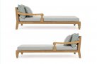 Zestaw 2 sofa / łóżko ogrodowe z teaku BALI bizzotto poduszki szarozielone