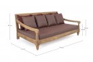 Sofa z drewna teakowego głeboka poduszki bordowe BALI bizzotto