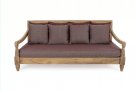 Sofa z drewna teakowego głeboka poduszki bordowe BALI bizzotto