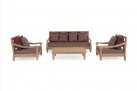 Sofa z drewna teakowego głeboka poduszki bordowe BALI bizzotto