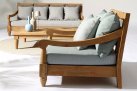 Sofa z drewna teakowego głeboka poduszki zielonoszare BALI bizzotto
