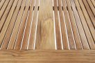 Kwadrtowy stół ogrodowy 90x90 nogi stal nierdzewna blat teak MRMARIS