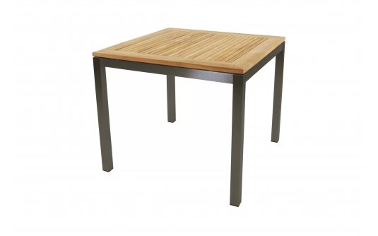Kwadrtowy stół ogrodowy 90x90 nogi stal nierdzewna blat teak MRMARIS Kwadrtowy stół ogrodowy 90x90 nogi stal nierdzewna blat teak MRMARIS