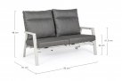 Biała sofa dwuosobowa z pochylanymi oparciami aluminiowa KLEDI bizzotto