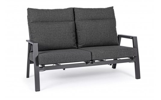 Szara sofa dwuosobowa z pochylanymi oparciami aluminiowa KLEDI bizzotto