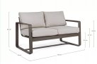 Sofa wypoczynkowa 2-osobowa brązowa z aluminium do ogrodu MERRIGAN bizzotto