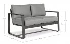 Sofa wypoczynkowa 2-osobowa grafitowa z aluminium do ogrodu MERRIGAN bizzotto