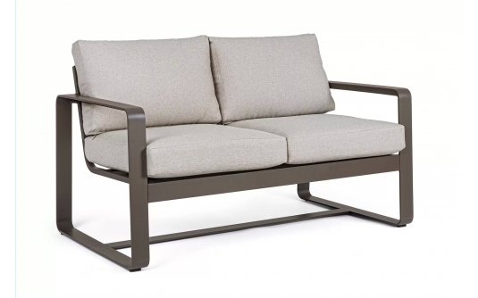 Sofa wypoczynkowa 2-osobowa brązowa z aluminium do ogrodu MERRIGAN bizzotto