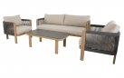 SORA zestaw ogrodowy wypoczynkowy aluminium woodlook, poduszki Olefin, stolik SprayStone