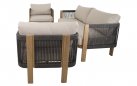SORA zestaw ogrodowy wypoczynkowy aluminium woodlook, poduszki Olefin, stolik SprayStone