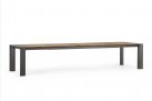 Szary rozkładany stół ogrodowy aluminium blat teak CAMERON bizzotto 253-319-384