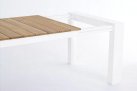 Biały rozkładany stół ogrodowy aluminium blat teak CAMERON bizzotto 