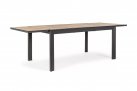 Ciemnoszary stół aluminiowy z blatem imitacja drewna rozkładany 160-240 ogrodowy BELMAR bizzotto
