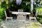 Klasyczne krzesło z odlewanego aluminium ciemnoszare FAENZA bizzotto białe