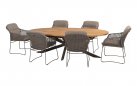 Krzesło na taras stołowe MORETTI brązowe z bezowymi poduszkami 