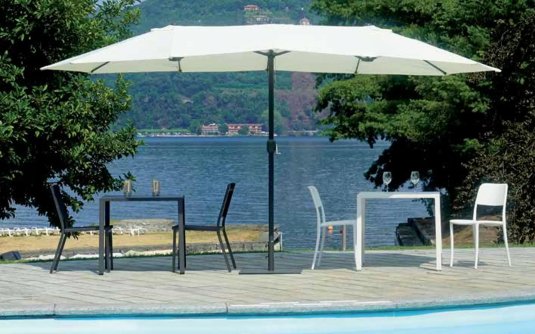 Owalny parasol 2,7x4,5 m noga antracyt poszycie poliester ECRU Owalny parasol 2,7x4,5 m noga antracyt poszycie poliester ECRU