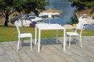 Biały stalowy stolik kwadratowy ogrodowy 70x70 ISEO