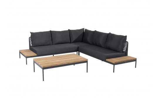 Aluminiowy narożnik ogrodowy modułowy antracyt lina polipropylenowa teak SAKURA 4SO Aluminiowy narożnik ogrodowy modułowy antracyt lina polipropylenowa teak SAKURA 4SO
