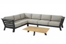 Prostokątny stolik kawowy ogrodowy COSMIC 120x78 grafitowy z blatem teak