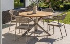 Okrągły stół ogrodowy podstawa beżowa / blat teak średnica 130 cm PRADO 4SO