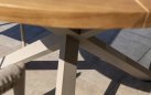 Okrągły stół ogrodowy podstawa beżowa / blat teak średnica 130 cm PRADO 4SO