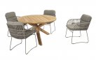 Okrągły stół ogrodowy podstawa beżowa / blat teak średnica 130 cm PRADO 4SO