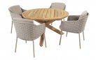 Okrągły stół ogrodowy podstawa beżowa / blat teak średnica 130 cm PRADO 4SO