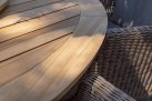 Okrągły stół ogrodowy podstawa krzyżowa antracyt alu blat teak średnica 130 cm PRADO 4SO