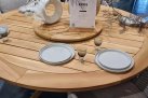 Okrągły stół ogrodowy podstawa krzyżowa antracyt alu blat teak średnica 130 cm PRADO 4SO