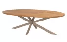 Owalny stół ogrodowy 240x115 nogi beżowe blat teak PRADO 4SO