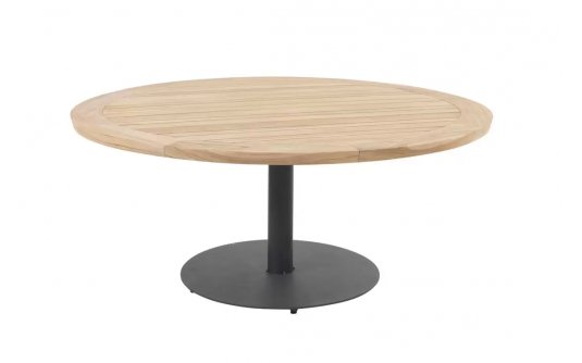 Okrągły stół 160 cm na jednej nodze alu antracyt blat teak SABA 4SO