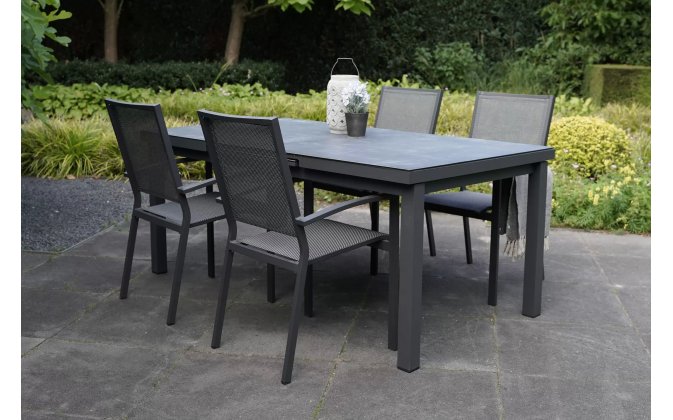 Grafitowy stół rozkłądany 180-240 cm aluminiowy ogrodowy BALENO