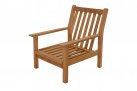 Fotel z drewna teak z bezowymi poduszkami LOUNG