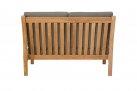 Sofa 2-osobowa z drewna teak z bezowymi poduszkami LOUNG