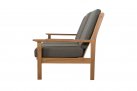 Sofa 2-osobowa z drewna teak z bezowymi poduszkami LOUNG