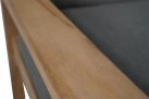Sofa 2-osobowa z drewna teak z bezowymi poduszkami LOUNG