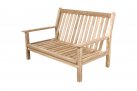Sofa 2-osobowa z drewna teak z bezowymi poduszkami LOUNG
