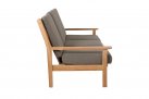Sofa 3-osobowa z drewna teak z bezowymi poduszkami LOUNG