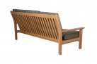 Sofa 3-osobowa z drewna teak z bezowymi poduszkami LOUNG